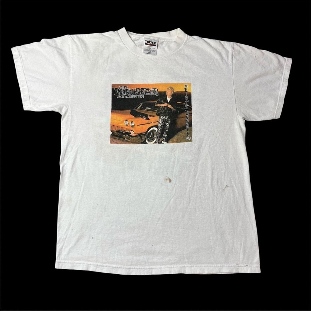 Vintage Brian Setzer Orchestra White 90s Dirty Boogie Tour Shirt